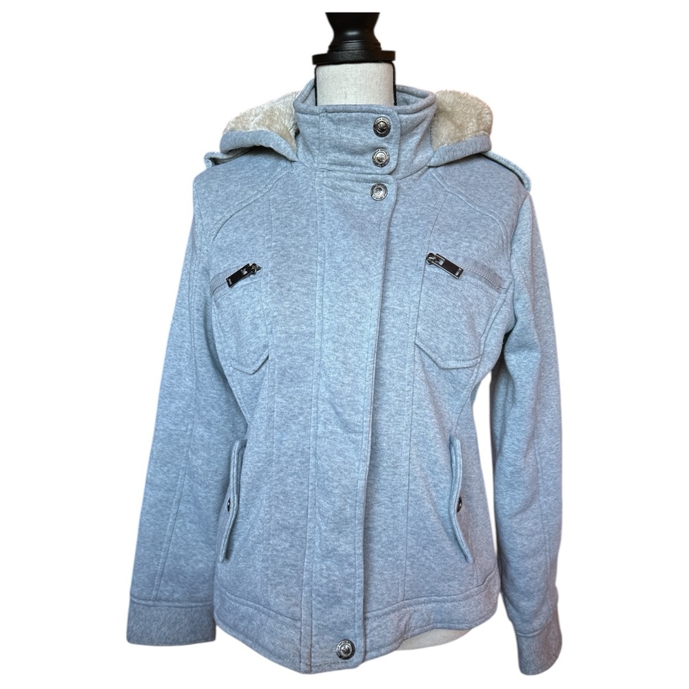 Urban Republic Collection Gray Hooded Jacket – Faux Sherpa Lined  Hood– Size LG
